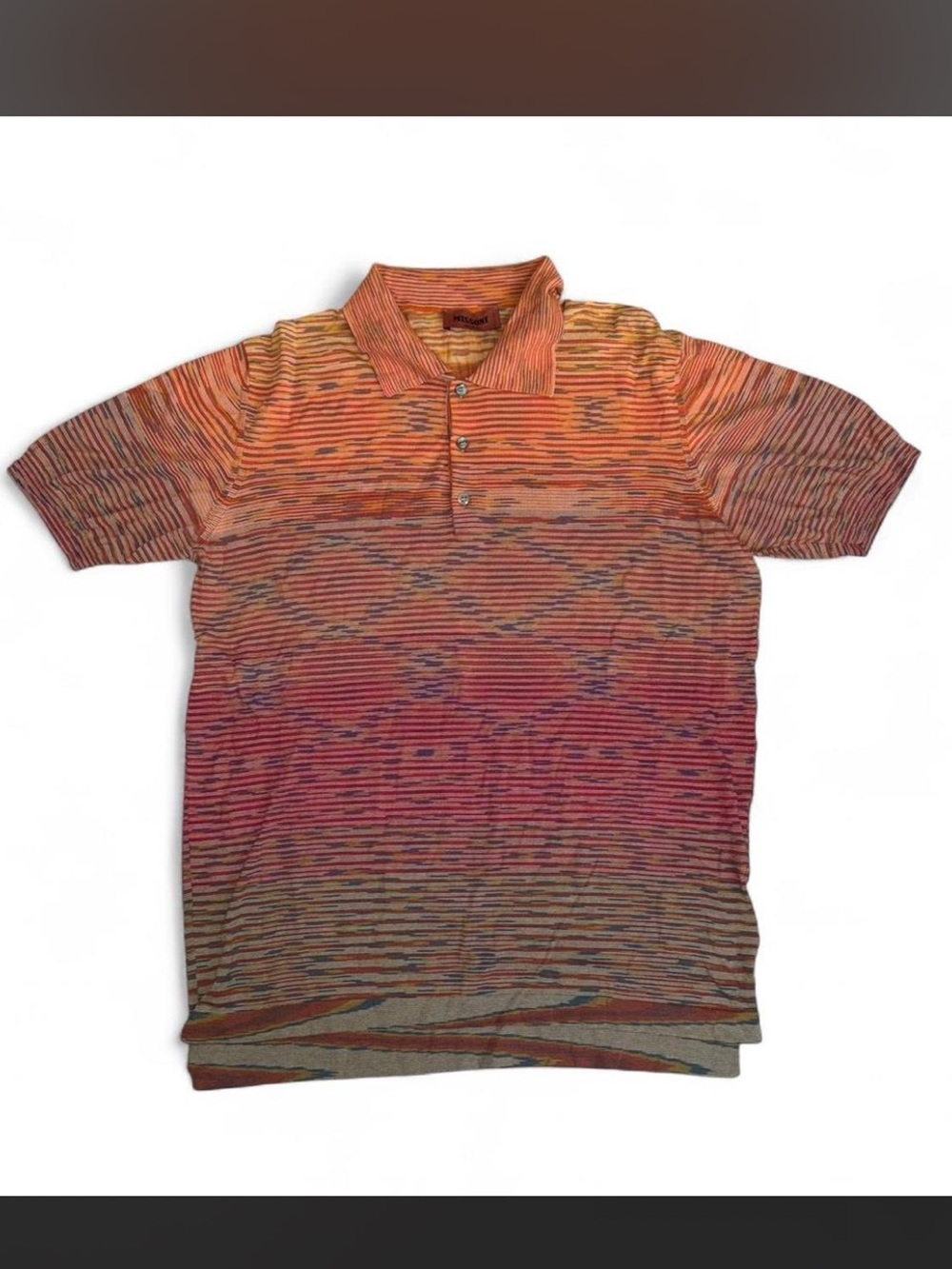 Missoni Multicolor Orange to Pink Gradient Polo